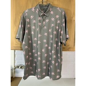 Tattoo Golf Polo Shirt Mens 2XL Grey Pink Lucky 13 Skull Crossbones